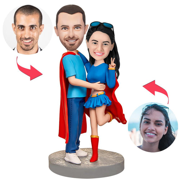Superman Couples Custom Bobbleheads With Engraved Text