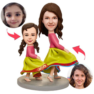Mother With Daughter Dance Custom Bobbleheads With Engraved Text