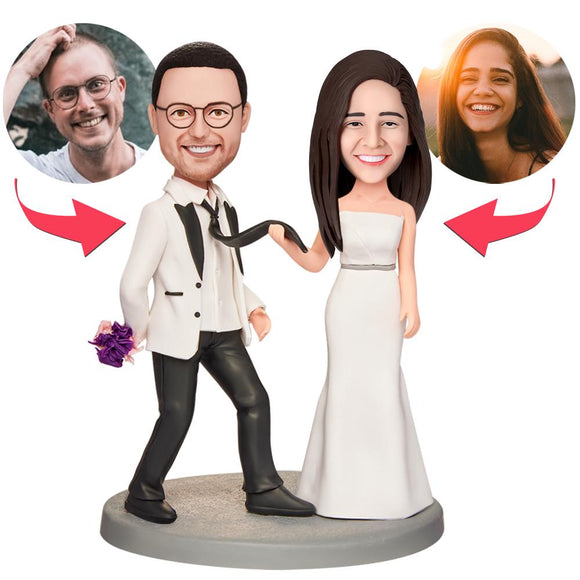 Wedding Gift Get Married Together Custom Bobblehead with Engraved Text