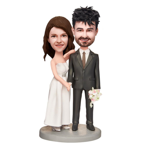 Wedding Gift Intimate Couple Custom Bobblehead with Engraved Text