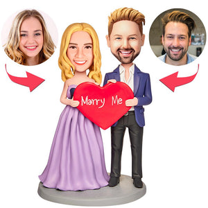 Wedding Gift Marry Me Custom Bobblehead with Engraved Text