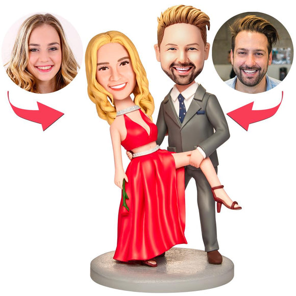 Wedding Gift Hot Red Dress Custom Bobblehead with Engraved Text