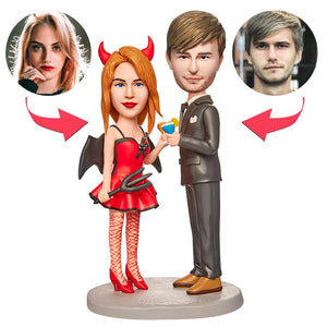 Halloween Gift Demon Couple Custom Bobblehead with Engraved Text