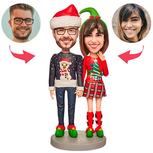 Christmas Gift Lovers Suit Custom Bobblehead with Engraved Text