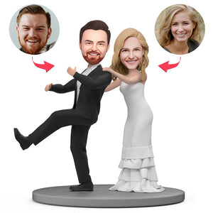 Wedding Couple Duet Dance Custom Bobblehead with Engraved Text