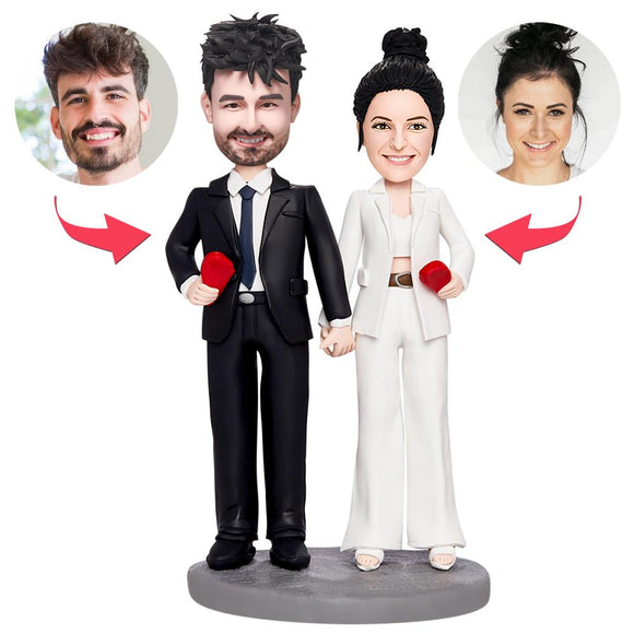 Valentines Gift Cool Couple Custom Bobblehead with Engraved Text