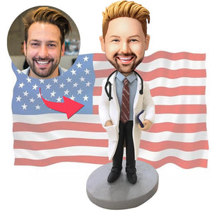 Doctor With Stethoscope Custom Bobblehead With Engraved Text