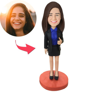 Female Executive Custom Bobblehead With Engraved Text