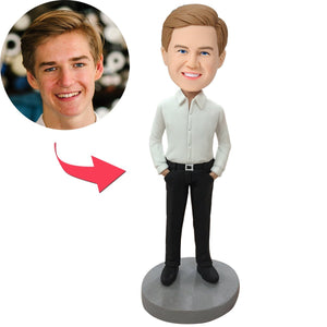 Business Casual Male B Custom Bobblehead With Engraved Text