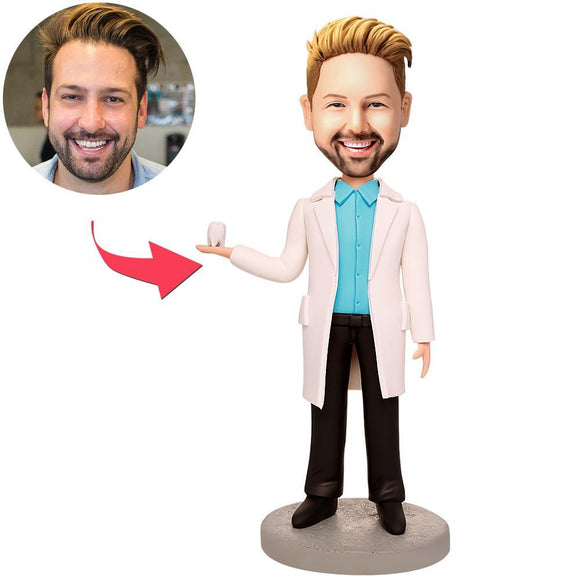 Male Dentist Custom Bobblehead With Engraved Text