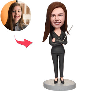 Female Teacher Lecturing Custom Bobbleheads With Engraved Text