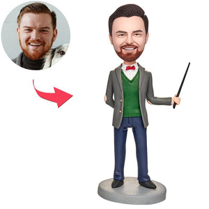 Male Teacher Lecturing Custom Bobbleheads With Engraved Text