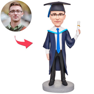 Graduation Happy Cool Boy Holding Certificate Custom Bobbleheads With Engraved Text
