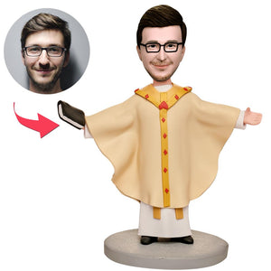 Religious Priest Custom Bobbleheads With Engraved Text
