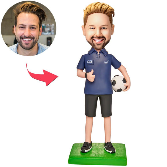 Polo Shirt Soccer Casual Custom Bobblehead Engraved with Text