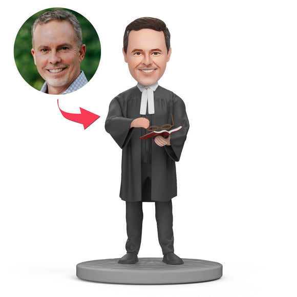 Lawyer Reading a Book with Glasses Custom Bobblehead Engraved with Text