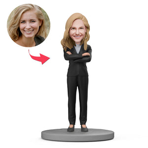 Office Lady Custom Bobblehead with Engraved Text
