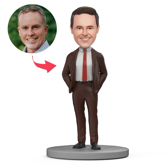 Boss's Day gifts handsome suit Custom Bobblehead with Engraved Text