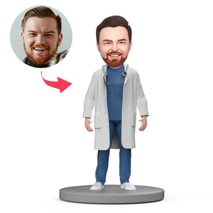 Surgical Surgeon's White Coat Custom Bobblehead With Engraved Text