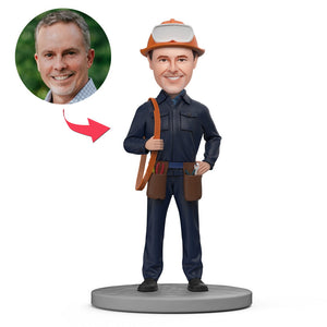 Mechanical Engineers with Cables and Kits Custom Bobblehead With Engraved Text