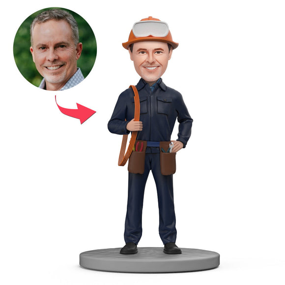 Mechanical Engineers with Cables and Kits Custom Bobblehead With Engraved Text