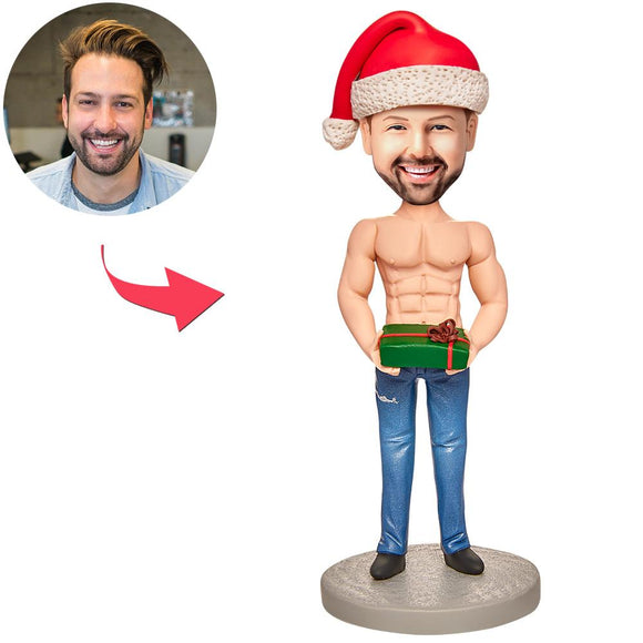 Christmas Gift a Strong Muscular Man Custom Bobblehead with Engraved Text