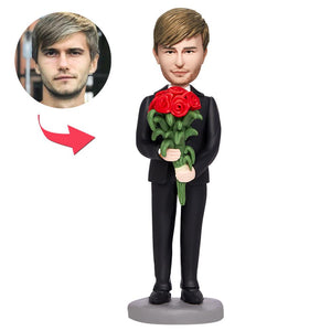 Valentines Gift Roses for You Custom Bobblehead with Engraved Text