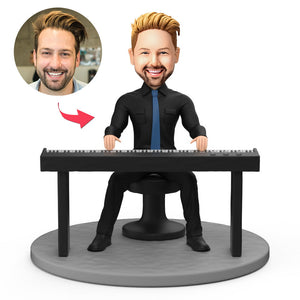 Handsome Male Keyboard Player Custom Bobblehead With Engraved Text