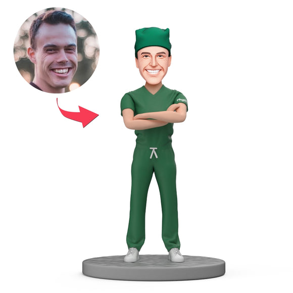 Custom Face Bobbleheads Physician in Surgical Gown