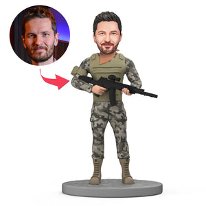 Custom Military Bobblehead Special Forces With A Gun
