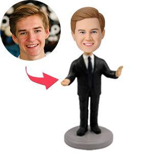Male Executive Public Speaker Custom Bobblehead With Engraved Text