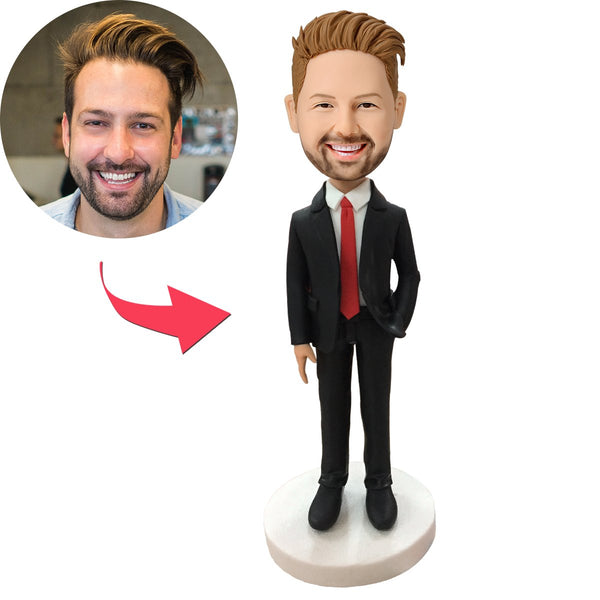 Business Gift Male Executive In Red Tie Custom Bobblehead