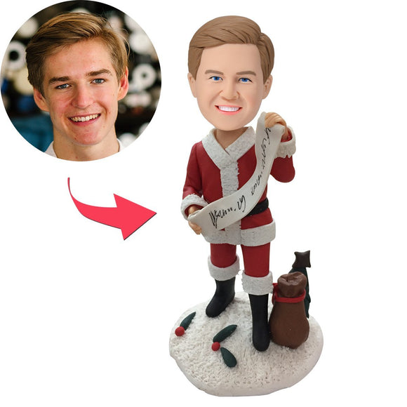 Christmas gifts Male with Merry Christmas Banner Custom Bobblehead With Engraved Text