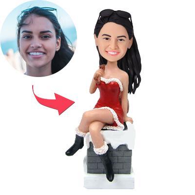 Christmas gifts Sexy Lady Christmas Custom Bobblehead With Engraved Text