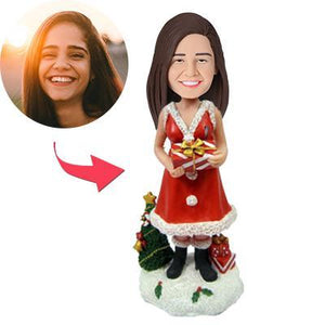 Christmas gifts Lady with Gifts Custom Bobblehead With Engraved Text