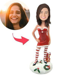 Christmas gifts Sexy Christmas Woman with Gifts Custom Bobblehead With Engraved Text