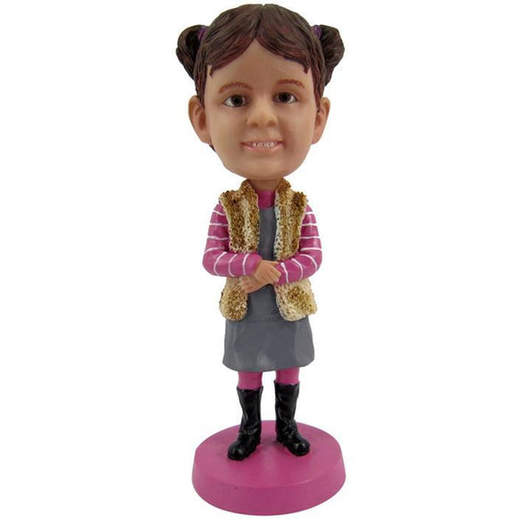 Cute Girl Custom Bobblehead With Engraved Text