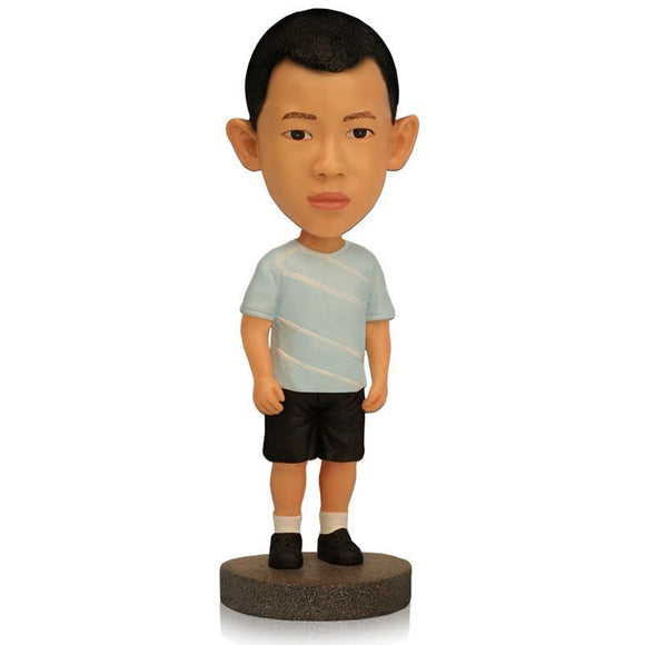 Small Boy With Casual Shirt Custom Bobblehead With Engraved Text