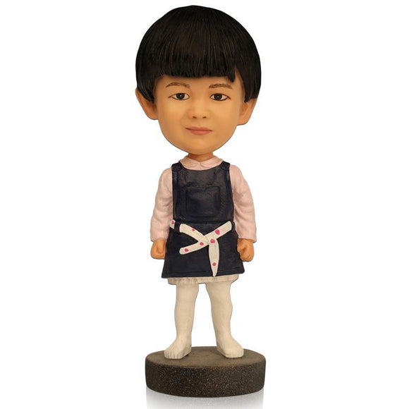 Cute Girl With Dark Blue Skirt Custom Bobblehead With Engraved Text