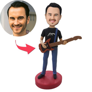 Guitar Player Custom Bobblehead With Engraved Text
