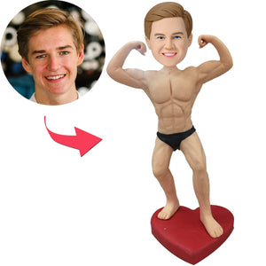 Body Builder Guy Custom Bobblehead With Engraved Text