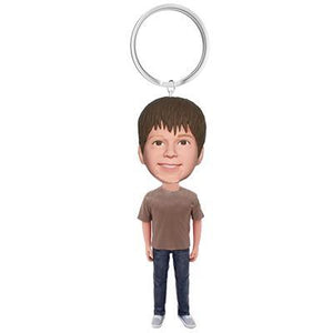 Teenager Custom Bobblehead With Engraved Text Key Chain
