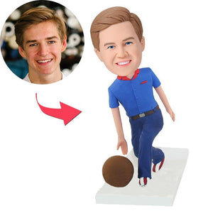 Bowling Player Custom Bobblehead With Engraved Text