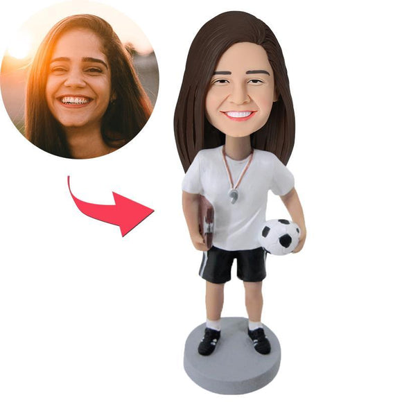 Female Coach Custom Bobblehead With Engraved Text