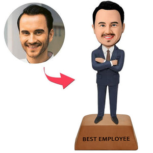 Best Employee Trophy Base Businessman Custom Bobblehead With Engraved Text