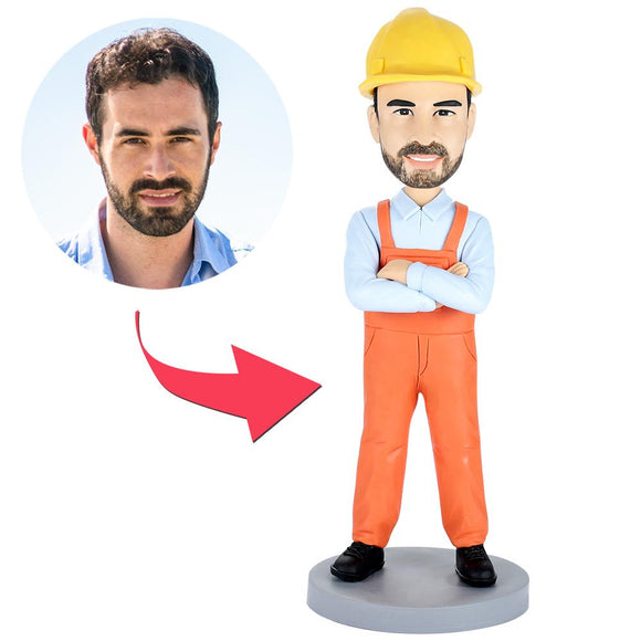 Bulider Construction Worker Custom Bobblehead With Engraved Text