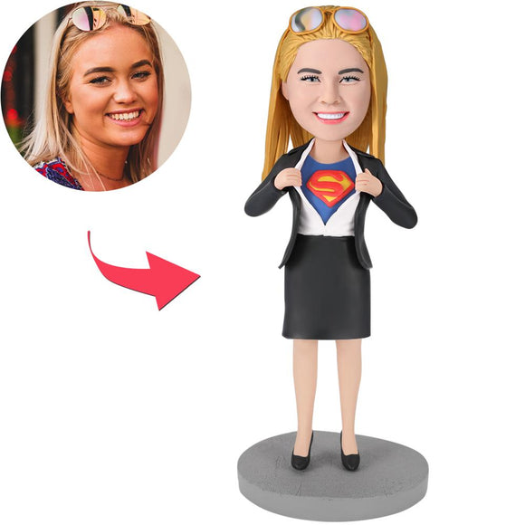 Office Superwoman Custom Bobblehead With Engraved Text