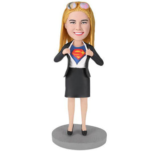 Office Superwoman Custom Bobblehead With Engraved Text