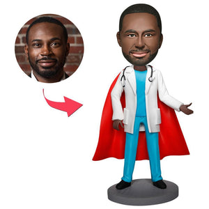 Super Doctor With Stethoscope Custom Bobblehead With Engraved Text