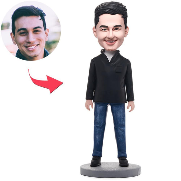 Fashion Casual Man Custom Bobblehead With Engraved Text